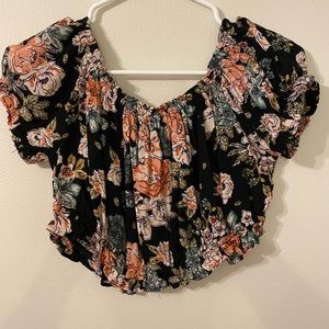 Floral, off the shoulder crop top.